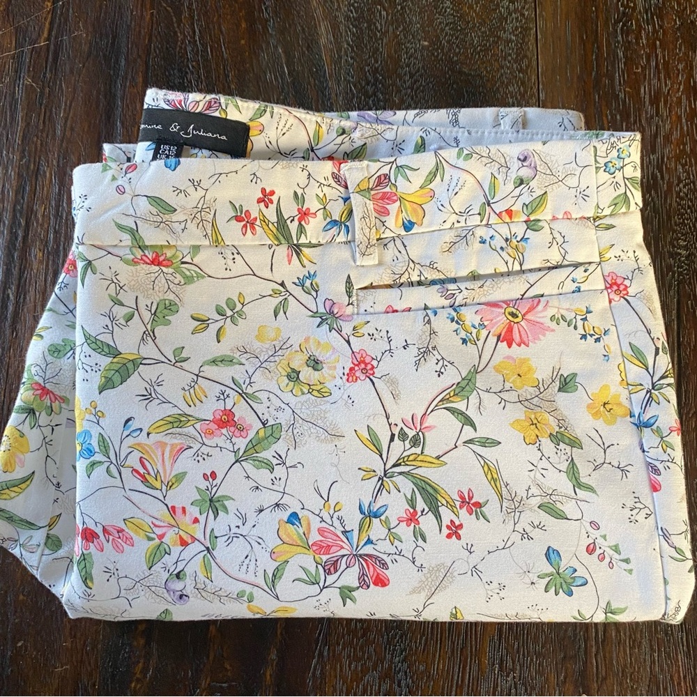 Jasmine & Juliana Pastel Floral Crop Pants SZ 12